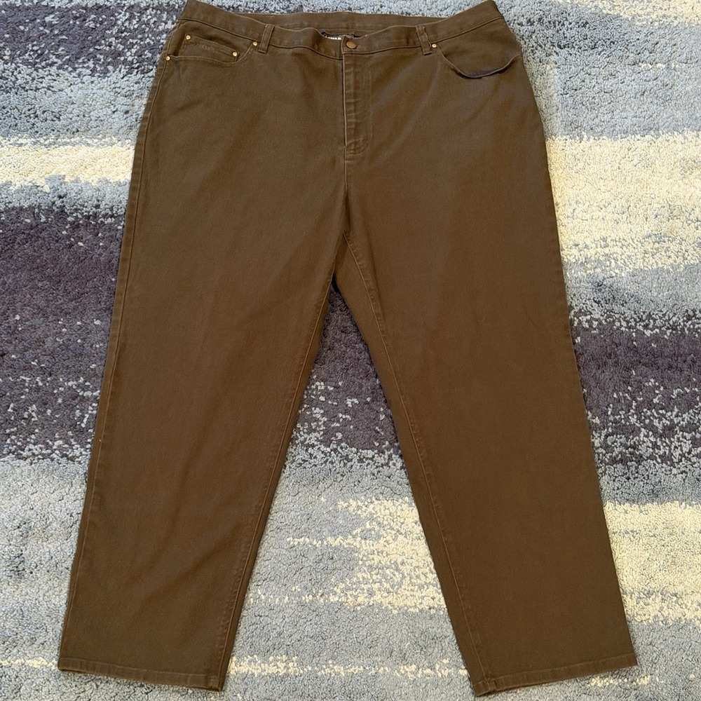 Ralph Lauren Jeans Co Straight Leg Plus Size Green Women's 22W Preppy Stretch